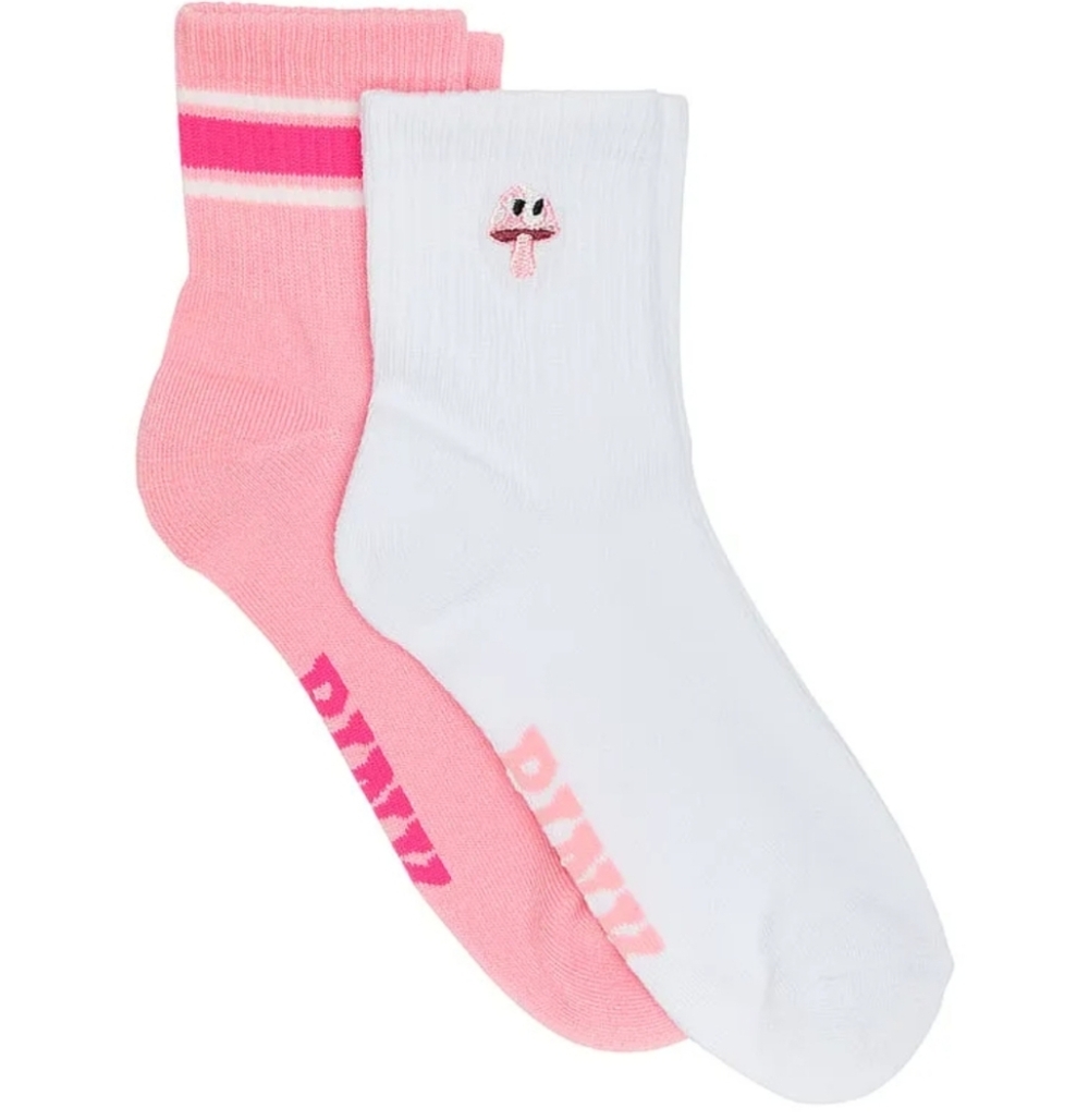 Victoria's Secret PINK Quarter Sock 2 Pairs Red, White One Size NEW